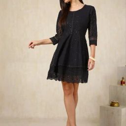 Soch Black Embroidery Shirt Dress-image-22
