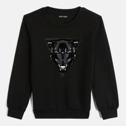 Antony Morato Boys Black Printed Round Neck Full Sleeves Sweatshirt-image-95