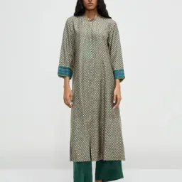Zuba by Westside Green Leaf-Printed A-Line Kurta-image-51