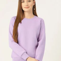 FEMEA Lavender Fleece Solid Full Sleeves Sweatshirt-picture-47