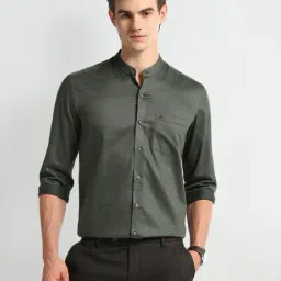 Arrow Green Cotton Slim Fit Printed Shirt-image-39