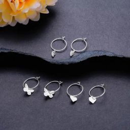 Accessorize London Silver Butterfly Hoop Earrings for Women - Set of 3-89