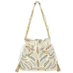 Metro White Textured Medium Potli-11