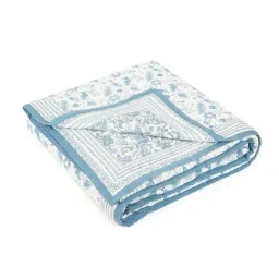 Home4U Blue & White Cotton Voile Quilt - Set of 1-image-35