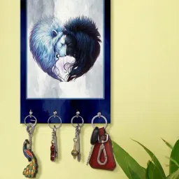 999Store Blue & White MDF Decorative Wall Mount Key Holder - Set of 1-picture-22