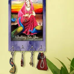 999Store Multicolour MDF Decorative Wall Mount Key Holder - Set of 1-10