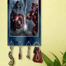 999Store Multicolour MDF Decorative Wall Mount Key Holder - Set of 1-9