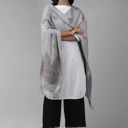 Indo Era Grey Woven Pattern Shawl-picture-19