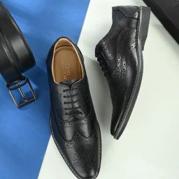 Clog London Men's Black Brogue Shoes-image-93