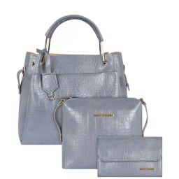 Bagsy Malone Grey Textured Medium Tote Handbag with Pouch & Wallet-image-66