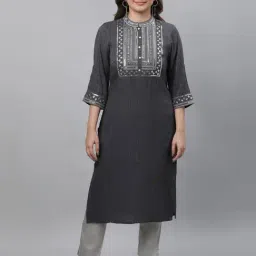 Aurelia Grey Embellished Straight Kurta-image-5