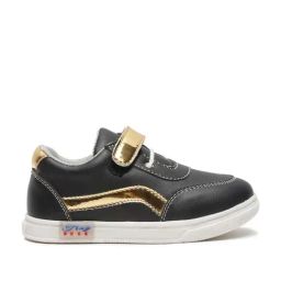 Tiny Bugs Kids Black & Gold Velcro Shoes-image-29