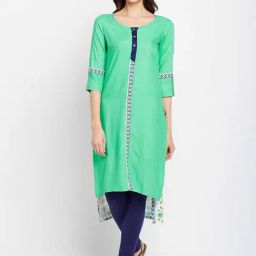 Span Green Printed Straight Kurta-image-94