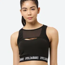 Fitleasure Black Non Wired Padded Sports Bra-image-53