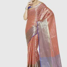 Banarasi Silk Works Orange & Pink Woven Saree With Unstitched Blouse-picture-39
