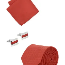 Peter England Red Tie, Pocket Square & Cufflink - Set of 3-picture-48