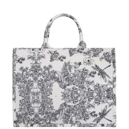 Lino Perros White & Black Printed Large Tote Handbag-0