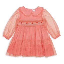 H by Hamleys Infants Girls Peach Self Design Full Sleeves Dress-image-39