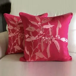 TARA Sparkling Homes Autumn Leaf Pink Cotton Cushion Cover - Set of 2-21