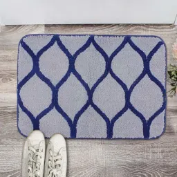 Saral Home Haven Grey & Navy Microfibre Antiskid & Washable Bath Mat-image-88