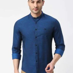 Dragon Hill Dark Blue Slim Fit Shirt-image-31