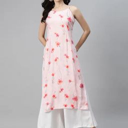 Rang gali Pink Floral Print Straight Kurta-image-9