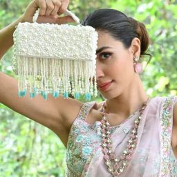 Odette White Fabric Clutch-picture-35