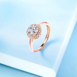 Peora Rose Gold-Plated Cubic Zirconia Studded Solitaire Adjustable Finger Ring-image-15