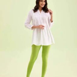 Go Colors! Bright Green Plain Leggings-image-25