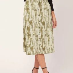 Moomaya Khaki Printed Skirt-picture-15