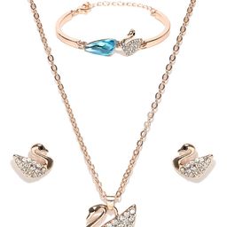 YouBella Gold-Plated Swan-Shaped Stone-Studded Jewellery Set-image-34