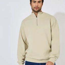 Styli Beige Relaxed Fit Solid Sweatshirt-image-16