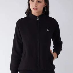 FEMEA Black Fleece Solid Full Sleeves Sweatshirt-image-18