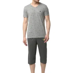Vimal Jonney Grey Cotton Regular Fit Printed Nightwear Set-picture-43