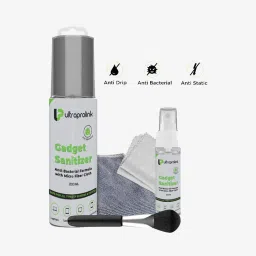 UltraProlink UM1027 Universal Screen Cleaning & Sanitizer Kit,200ml+20ml+2 Micro fibre Cloths+Brush image 2