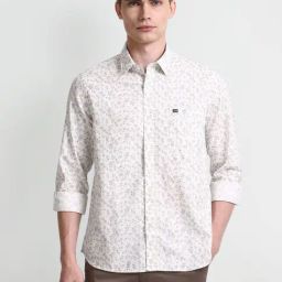 Arrow Sport White Cotton Regular Fit Printed Shirt-image-96