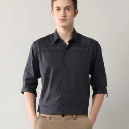 Arrow New York Navy Cotton Slim Fit Printed Shirt-picture-4