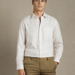 Louis Philippe White Regular Fit Checks Shirt-picture-24