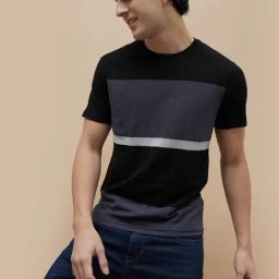 Fame Forever By Lifestyle Black Slim Fit Color-Block T-Shirt-image-64