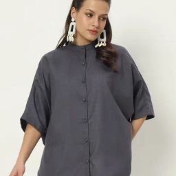 9rasa Grey Cotton Shirt-image-4