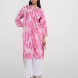 Utsa by Westside Pink Striped Straight Cotton Kurta-image-72