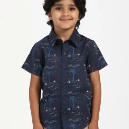 Nauti Nati Boys Blue Cotton Printed Regular Fit Shirt-picture-43