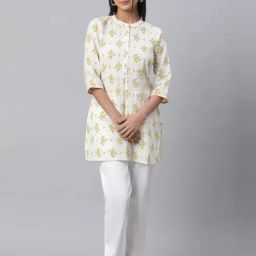 Aurelia Cream Cotton Printed Straight Kurti-image-58