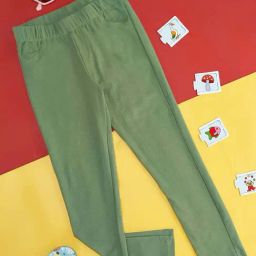 Pantaloons Junior Olive Cotton Regular Fit Leggings-image-0