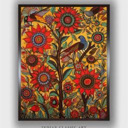 Indian Classic Art Multicolor Canvas Abstract Wall Art-23