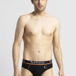 Van Heusen Active Regular Fit Swift Dry Mesh Panel Solid Briefs - Pure Black image 1
