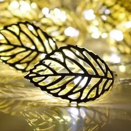 NSCC Golden Leaf Hanging Shape LED Leaf Lights 16 LEDs Warm White for Balcony-0