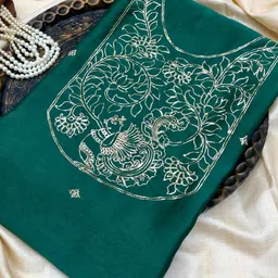 PALASH Floral Embroidered Pure Silk Unstitched Kurta Material-image-99