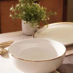 Pure Home and Living White Ceramic Gold Rim Serving Bowl (300ml)-29