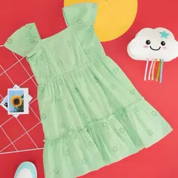 YU by Pantaloons Kids Green Cotton Flared Fit Dress-image-44